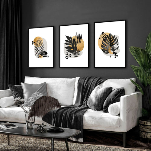 Unique Wall Art for Living Room – Set of 3 Framed Prints