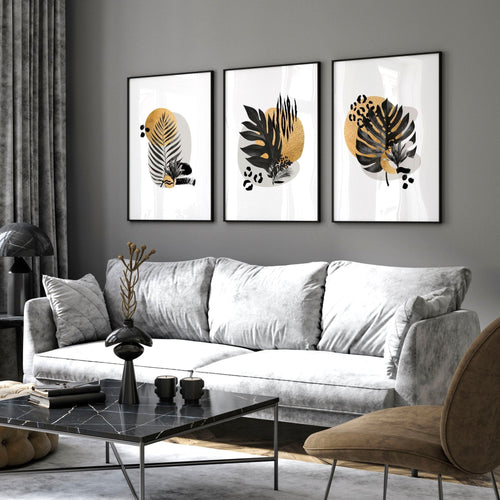 Unique Wall Art for Living Room – Set of 3 Framed Prints
