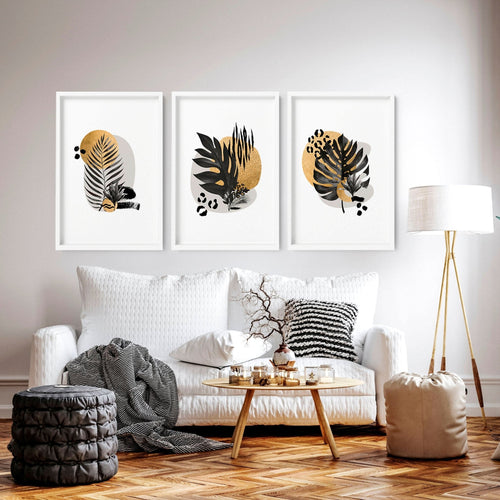 Unique Wall Art for Living Room – Set of 3 Framed Prints
