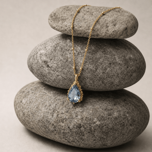 Gold Vermeil Blue Topaz Necklace - Aurelia