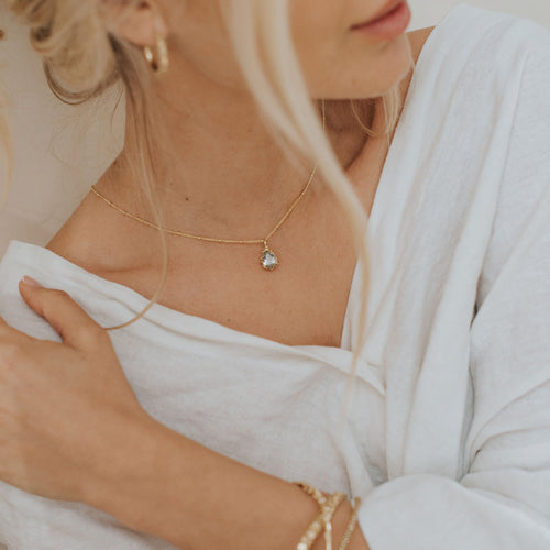 Gold Vermeil Green Quartz Necklace - Alba
