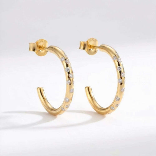 Gold White Topaz Gemstone - Seren Hoops