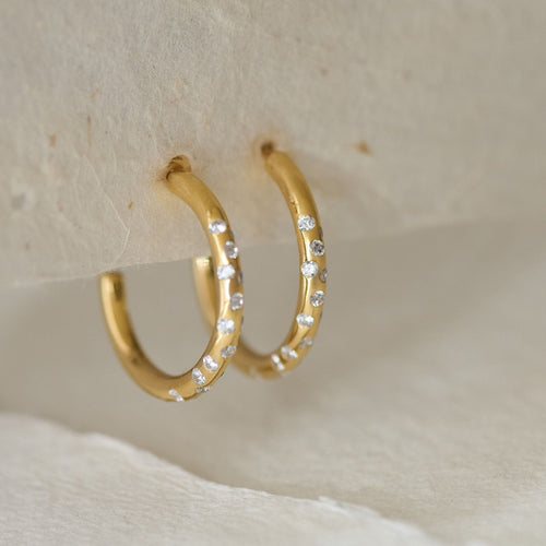 Gold White Topaz Gemstone - Seren Hoops