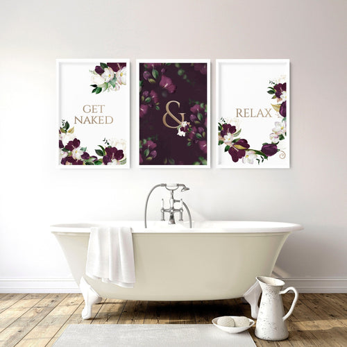 Classy Bathroom Wall Art – Set of 3 Framed Prints