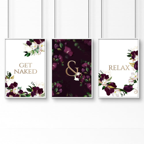 Classy Bathroom Wall Art – Set of 3 Framed Prints
