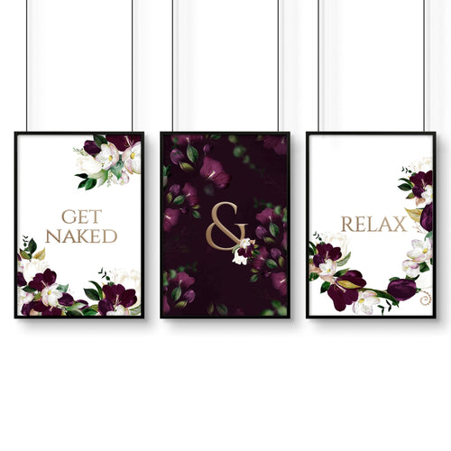 Classy Bathroom Wall Art – Set of 3 Framed Prints