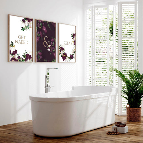 Classy Bathroom Wall Art – Set of 3 Framed Prints