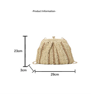 Natural Raffia Shell Clutch Bag
