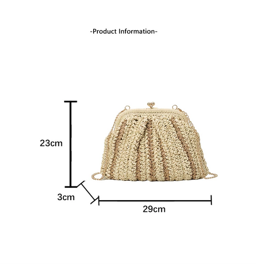 Natural Raffia Shell Clutch Bag