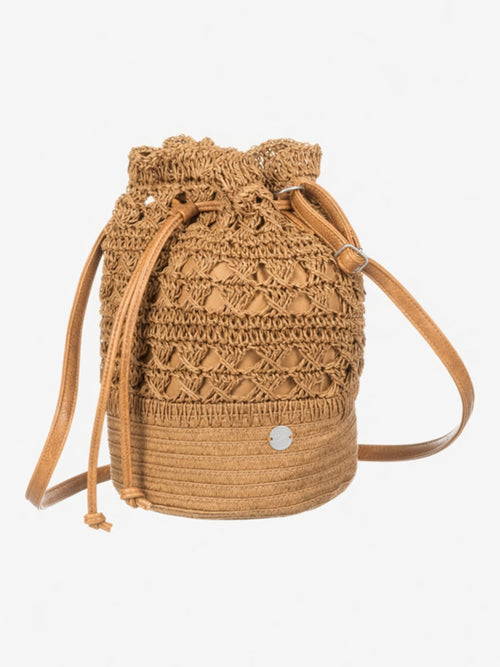 Women Camel Raffia Bucket Bag