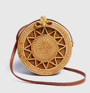 Women Round Raffia Cross body Bag Handwoven Beach Bohemian Shoulder Purse
