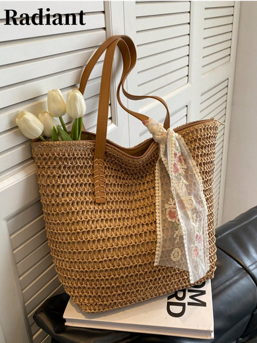 Women's Woven Raffia Tote Bag
