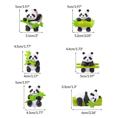 4Pcs Panda with Bamboo Ornament Gift Set for Living Room Cute