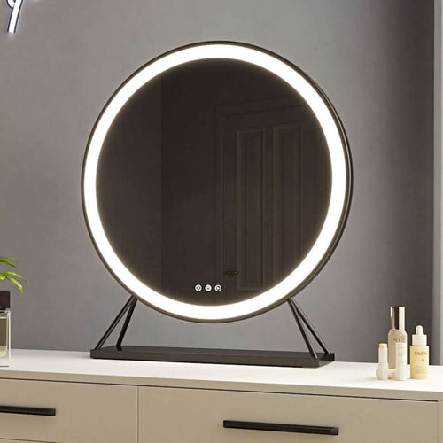 Grace Round Hollywood Mirror Black 60x67cm