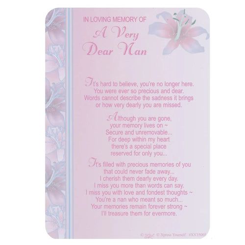 Graveside Memorial Card Loving Memory Nan