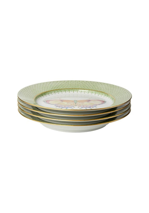 Green Apple Lace Plate Butterfly Side/Pudding Plates  - Set of 4