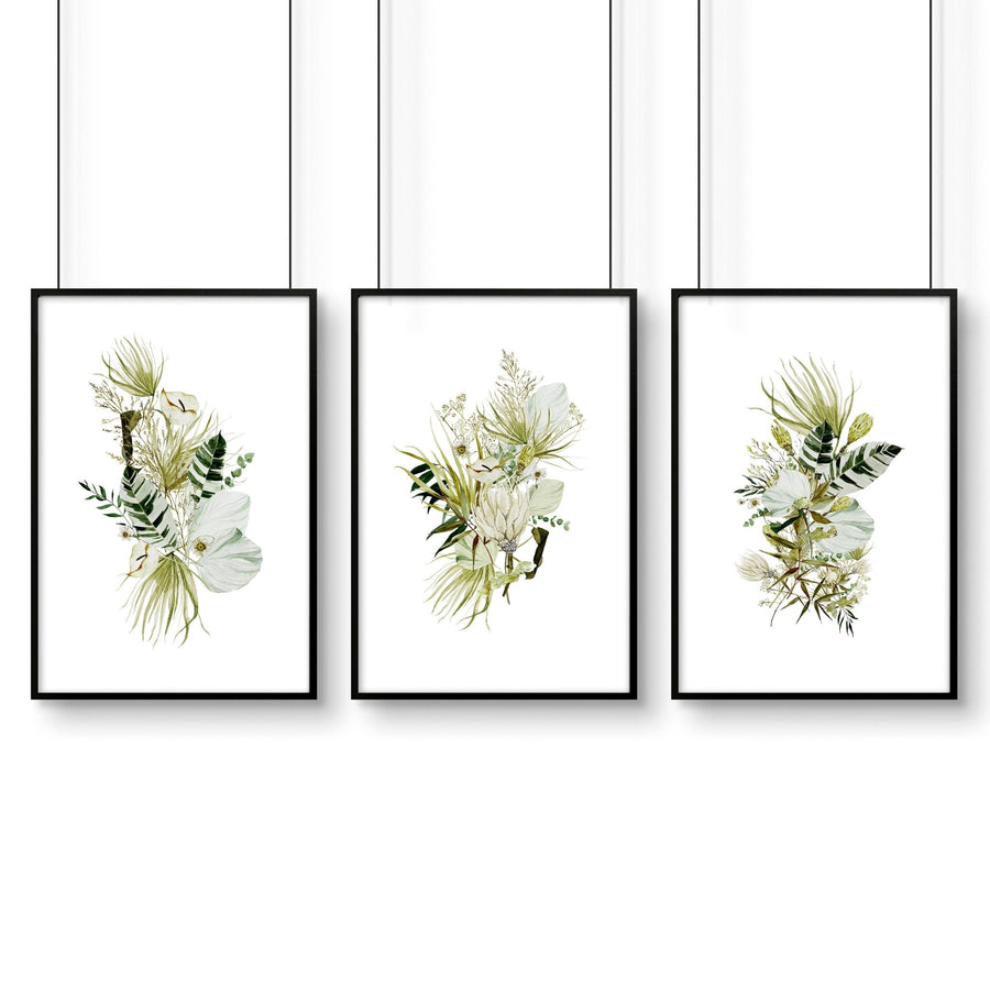Botanical print wall art | set of 3 unique wall art for living room