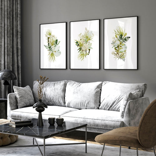 Botanical print wall art | set of 3 unique wall art for living room