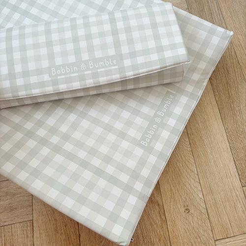 Anti-Roll Wedge Changing Mat - Sage Green Gingham