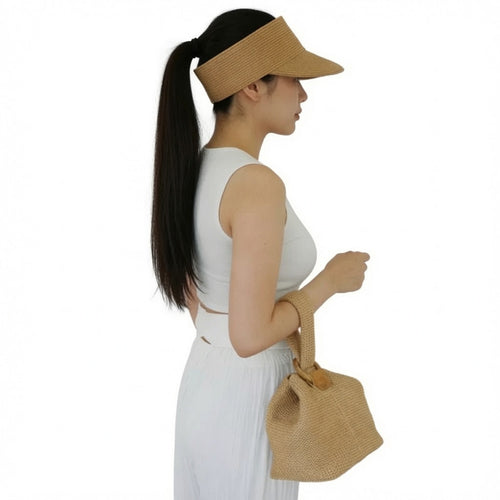 Chic Pouch Straw Bag With Top Carry Handle