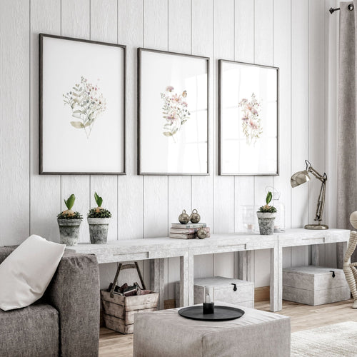 Hallway Prints Set of 3 | Pastel Shabby Chic Wall Art