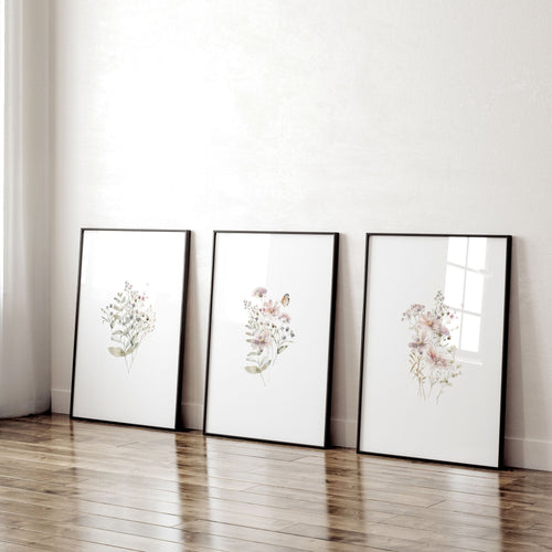 Hallway Prints Set of 3 | Pastel Shabby Chic Wall Art