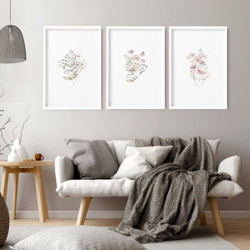 Hallway Prints Set of 3 | Pastel Shabby Chic Wall Art