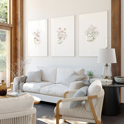 Hallway Prints Set of 3 | Pastel Shabby Chic Wall Art