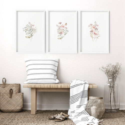 Hallway Prints Set of 3 | Pastel Shabby Chic Wall Art