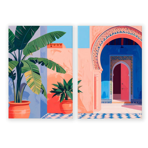 Hallway Wall Decor | Set of 2 Moroccan Inspired Wall art Prints