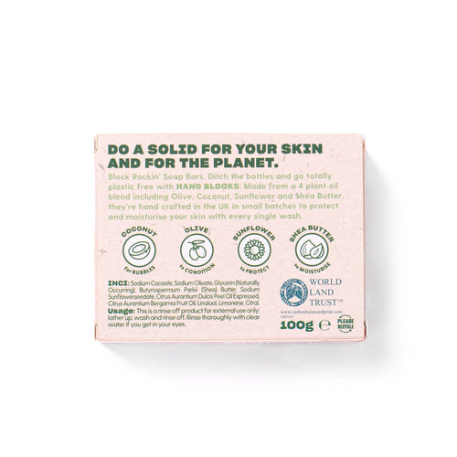 Hand Blocks Soap Sweet Orange & Bergamot - Plastic Free Vegan Hand Soap Bars