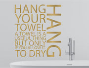 Hang Your Towel Word Wall Art Sticker