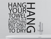 Hang Your Towel Word Wall Art Sticker