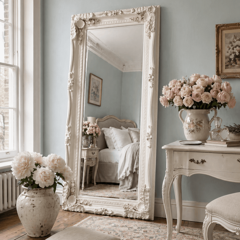 Charles Leaner Mirror in Cream  176cm x 90cm