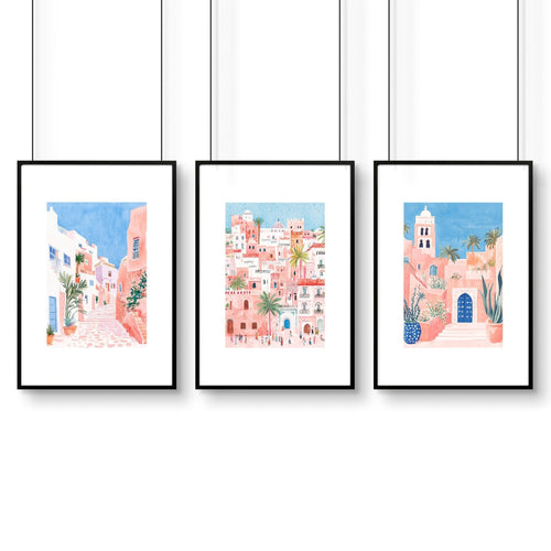 Home Decor Living Room Pictures | Set of 3 Beach Decor Wall art Prints