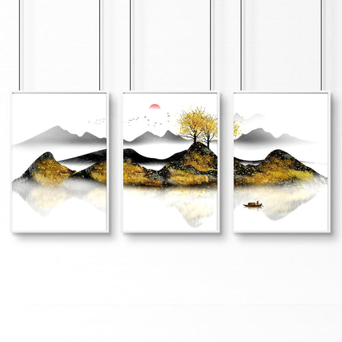 Home office decor ideas | set of 3 Japanese wall art