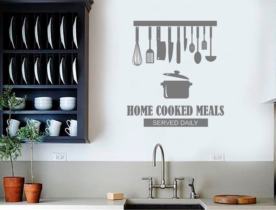 Home Cooked Meals Served Daily Kitchen Quote Wall Sticker