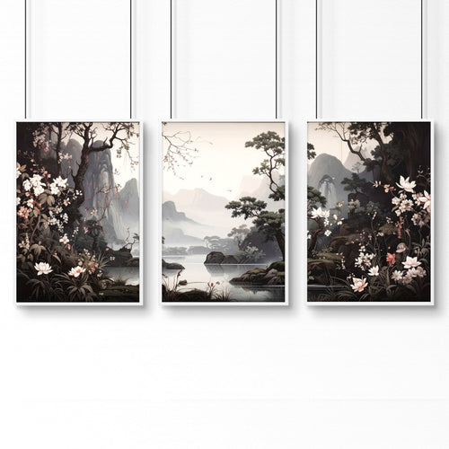 Huge Posters For Wall | Set of 3 Chinoiserie Wall art Prints
