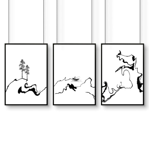 Calming Office Decor Ideas | Set of 3 Japanese Prints