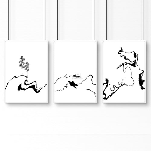 Calming Office Decor Ideas | Set of 3 Japanese Prints