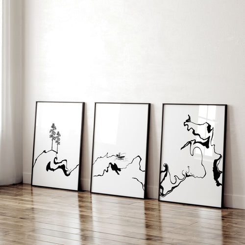 Calming Office Decor Ideas | Set of 3 Japanese Prints