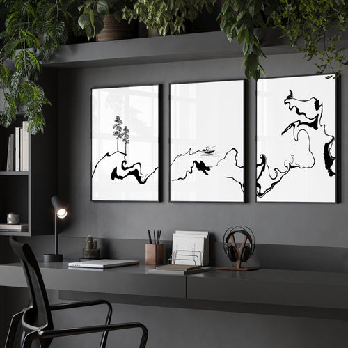 Calming Office Decor Ideas | Set of 3 Japanese Prints