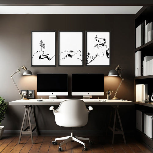 Calming Office Decor Ideas | Set of 3 Japanese Prints