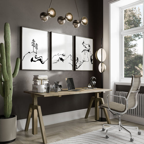 Calming Office Decor Ideas | Set of 3 Japanese Prints