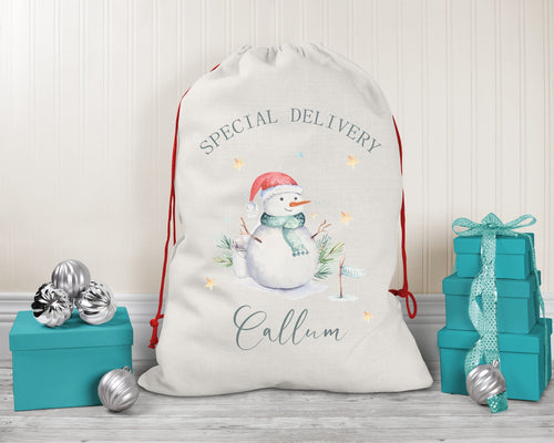 Large Personalised Snowman Christmas Sack SK164