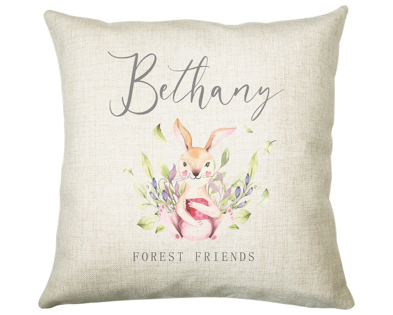 Personalised Bunny Cushion Rabbit Gift Printed Name Design - Pillow Gift For Girls Boys Nursery Bedroom Forest Decor Birthday Gift CS280