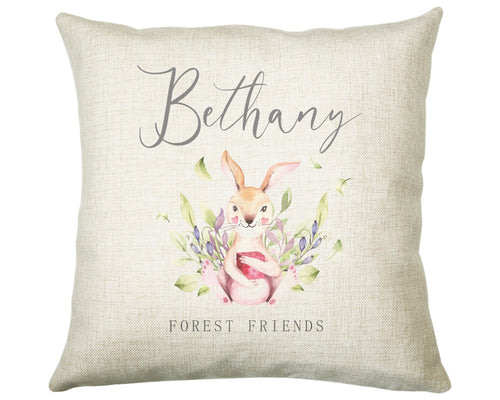 Personalised Bunny Cushion Rabbit Gift Printed Name Design - Pillow Gift For Girls Boys Nursery Bedroom Forest Decor Birthday Gift CS280