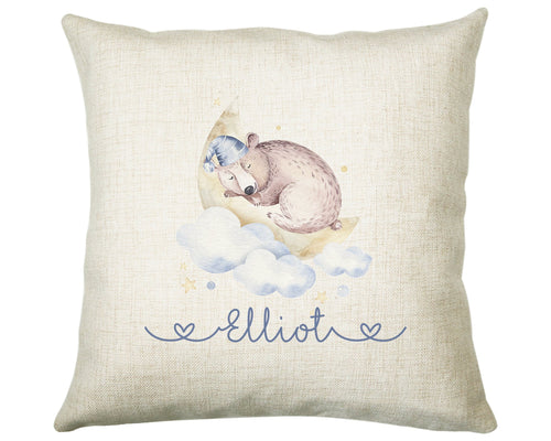 Personalised Moon Bear Cushion Magical Gift Printed Name Design New Baby Gift - Pillow Gift Girls Bedroom Decor For Birthday Gift CS386