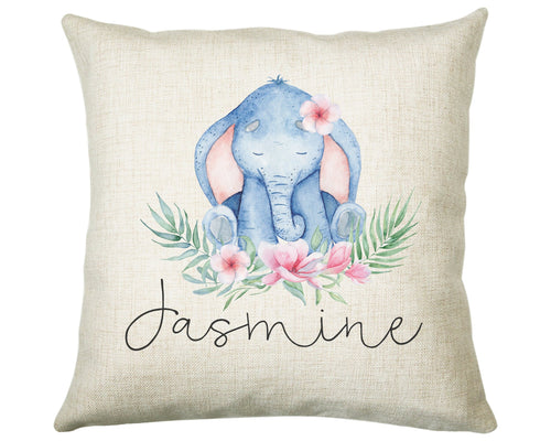Personalised Elephant Cushion Gift Printed Name Design - Cushion Throw Pillow Gift For Boys Nursery Bedroom Birthday Christmas Gift CS044