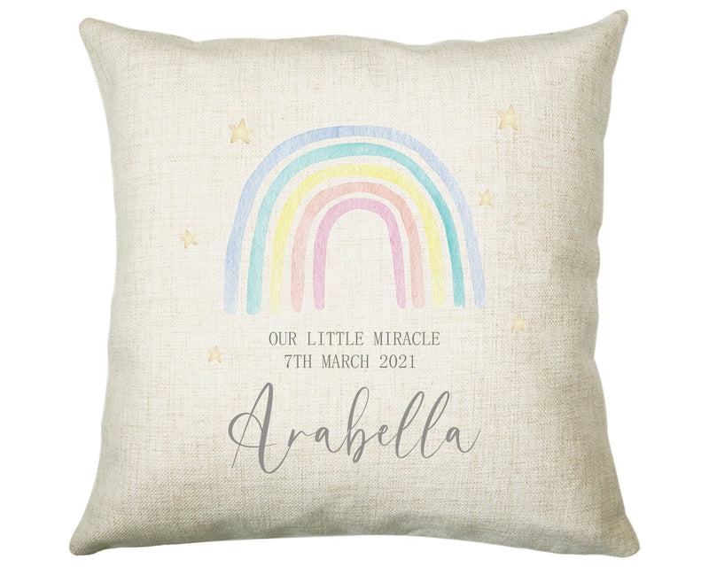 Personalised Baby Cushion New Baby Gift Rainbow Printed Name Design - Pillow Gift For Girls Boys Nursery Bedroom Decor Gift CS244